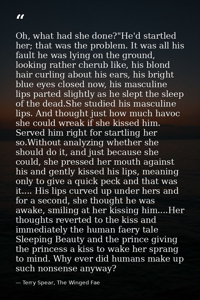 Oh, what had she done?"He'd startled her; that was the problem. It was all his fault he was lying on the ground, looking — Terry Spear, The Winged Fae