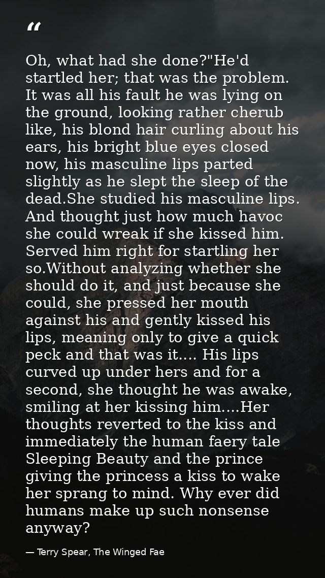Oh, what had she done?"He'd startled her; that was the problem. It was all his fault he was lying on the ground, looking — Terry Spear, The Winged Fae
