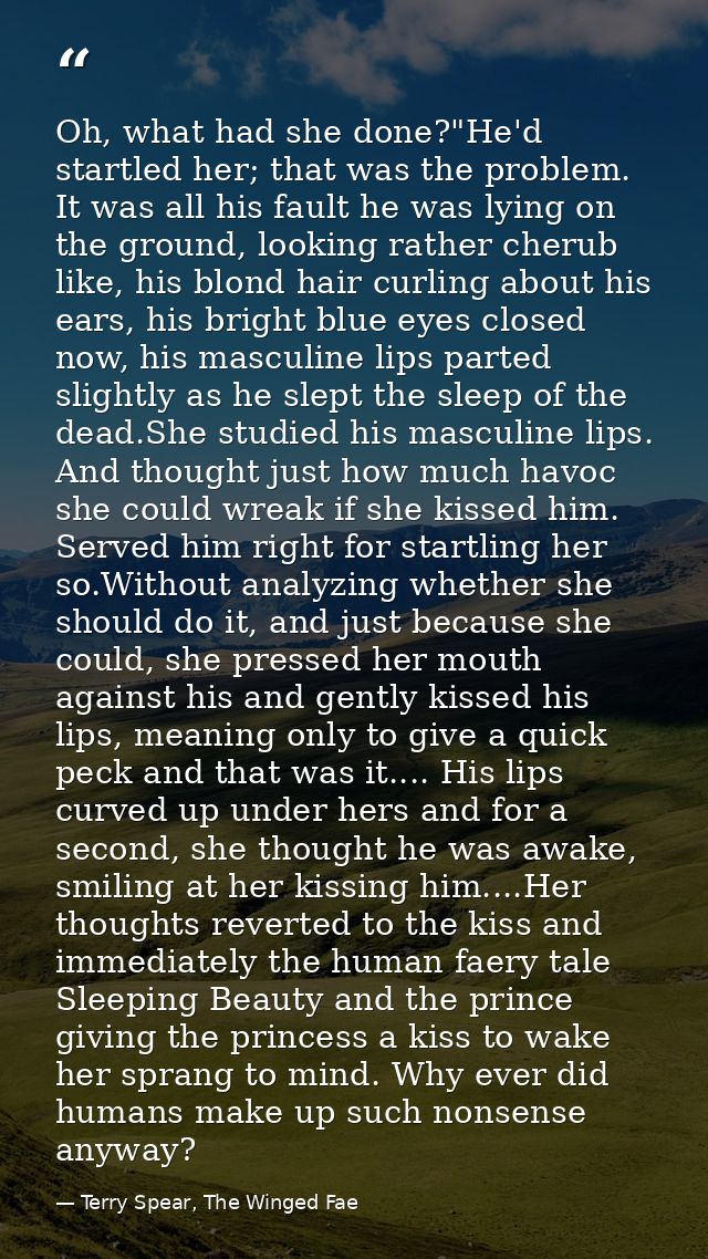 Oh, what had she done?"He'd startled her; that was the problem. It was all his fault he was lying on the ground, looking — Terry Spear, The Winged Fae