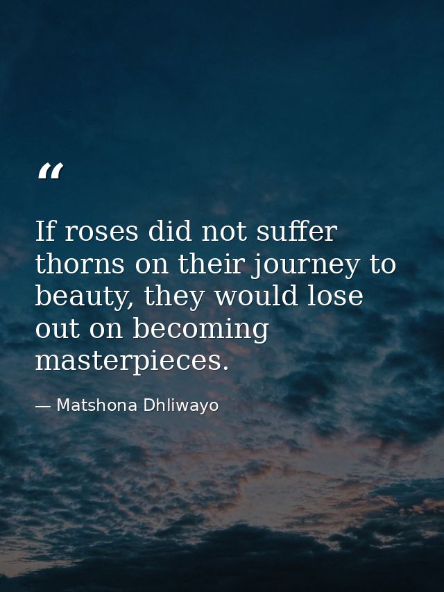 If roses did not suffer thorns on their journey to beauty, they would lose out on becoming masterpieces. — Matshona Dhliwayo