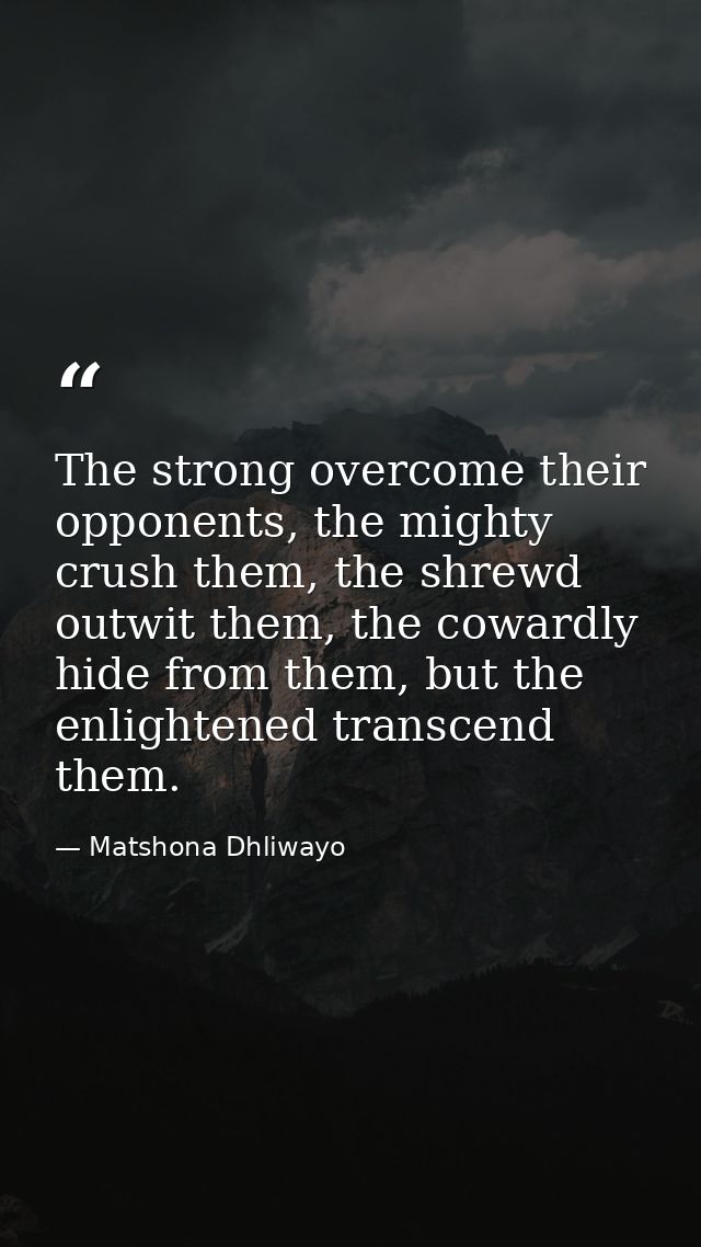 The strong overcome their opponents, the mighty crush them, the shrewd outwit them, the cowardly hide from them, but the — Matshona Dhliwayo