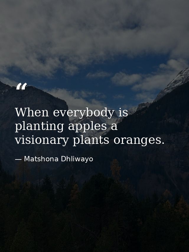 When everybody is planting apples a visionary plants oranges. — Matshona Dhliwayo