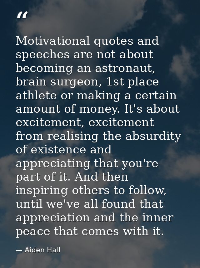 Motivational quotes and speeches are not about becoming an astronaut, brain surgeon, 1st place athlete or making a certa — Aiden Hall
