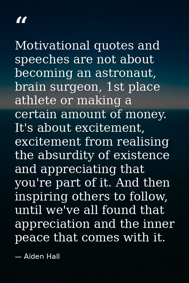 Motivational quotes and speeches are not about becoming an astronaut, brain surgeon, 1st place athlete or making a certa — Aiden Hall