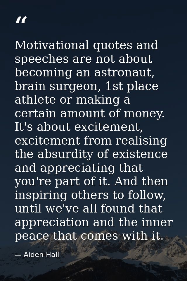 Motivational quotes and speeches are not about becoming an astronaut, brain surgeon, 1st place athlete or making a certa — Aiden Hall