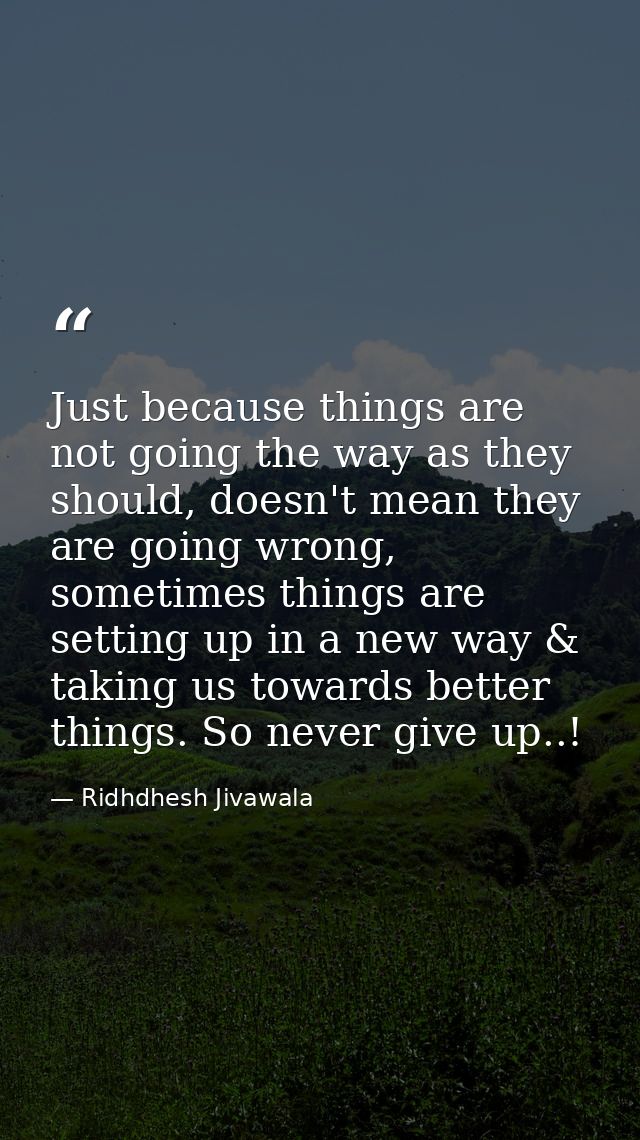 Just because things are not going the way as they should, doesn't mean they are going wrong, sometimes things are settin — Ridhdhesh Jivawala