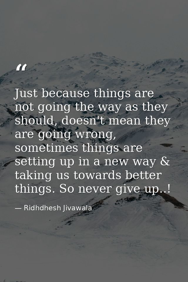 Just because things are not going the way as they should, doesn't mean they are going wrong, sometimes things are settin — Ridhdhesh Jivawala