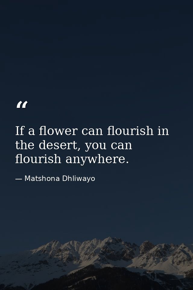 If a flower can flourish in the desert, you can flourish anywhere. — Matshona Dhliwayo