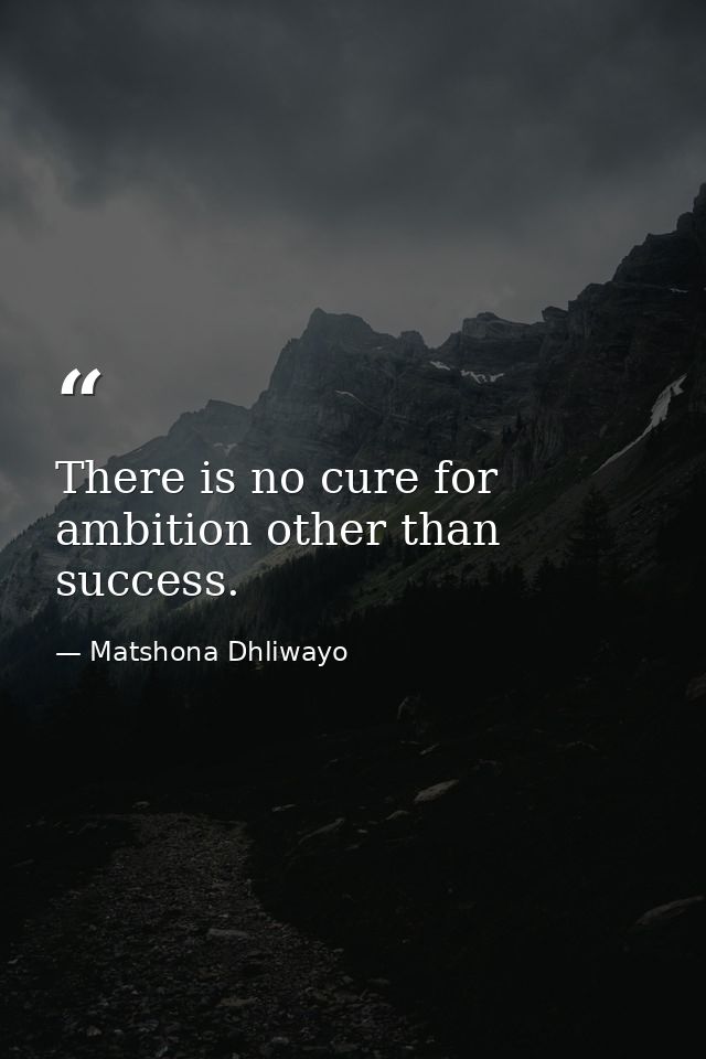 There is no cure for ambition other than success. — Matshona Dhliwayo