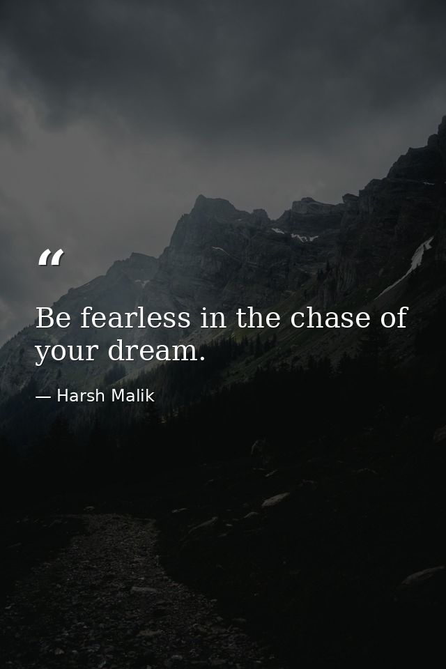 Be fearless in the chase of your dream. — Harsh Malik