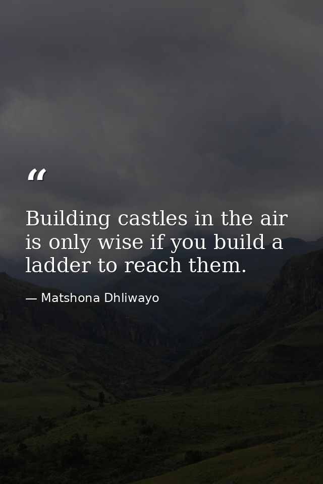 Building castles in the air is only wise if you build a ladder to reach them. — Matshona Dhliwayo