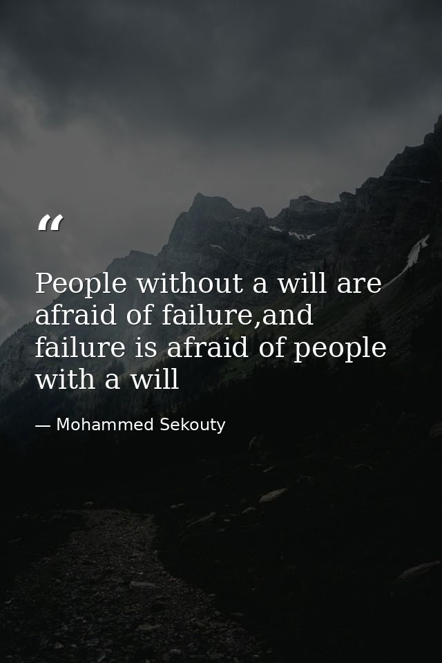 People without a will are afraid of failure,and failure is afraid of people with a will — Mohammed Sekouty