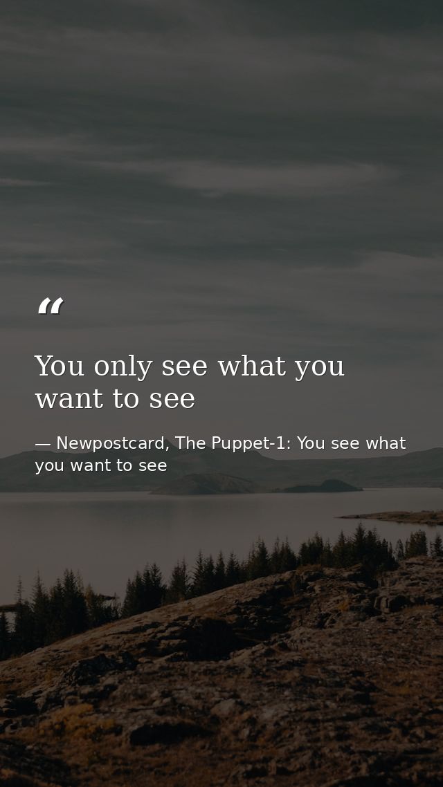 You only see what you want to see — Newpostcard, The Puppet-1: You see what you want to see