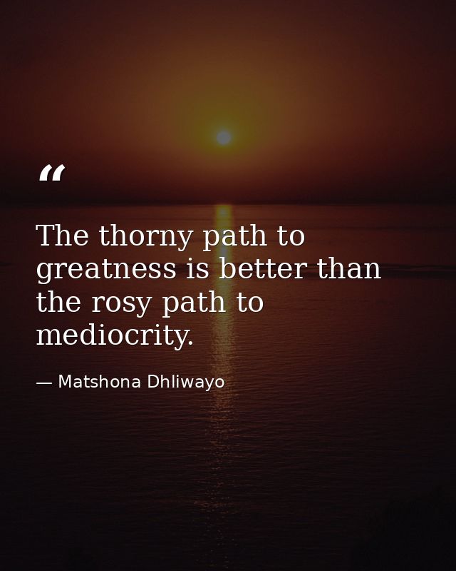 The thorny path to greatness is better than the rosy path to mediocrity. — Matshona Dhliwayo