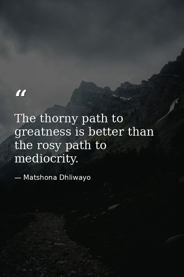 The thorny path to greatness is better than the rosy path to mediocrity. — Matshona Dhliwayo