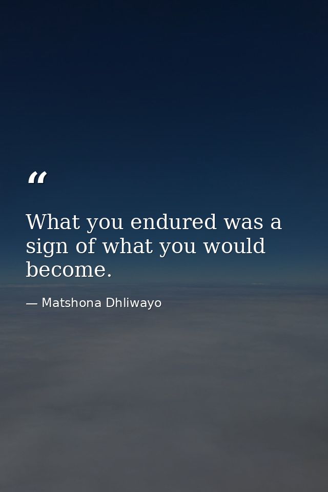 What you endured was a sign of what you would become. — Matshona Dhliwayo