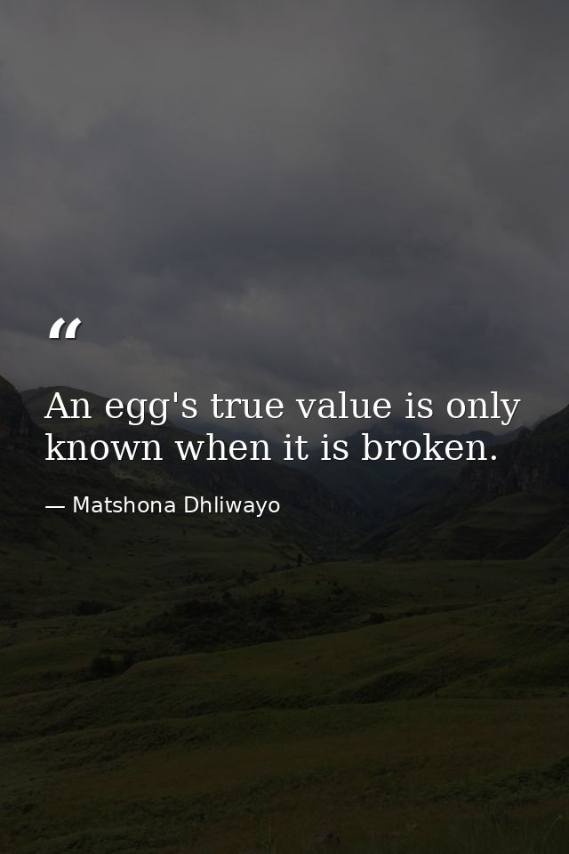 An egg's true value is only known when it is broken. — Matshona Dhliwayo