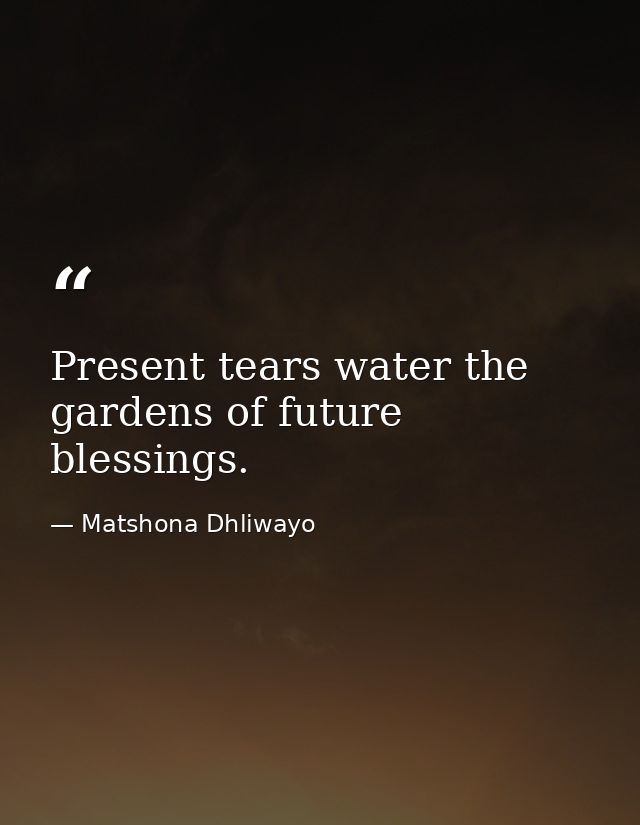 Present tears water the gardens of future blessings. — Matshona Dhliwayo