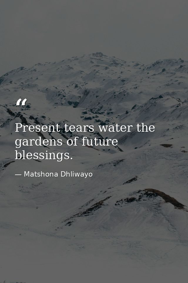 Present tears water the gardens of future blessings. — Matshona Dhliwayo