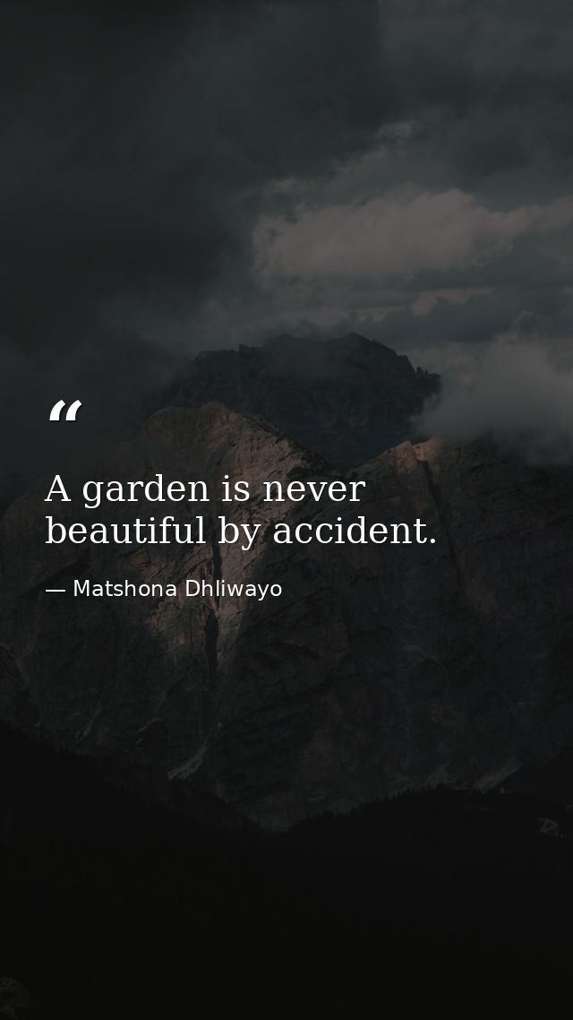 A garden is never beautiful by accident. — Matshona Dhliwayo