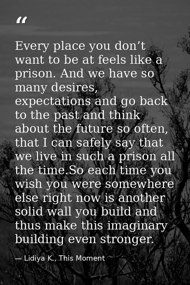 Every place you don’t want to be at feels like a prison. And we have so many desires, expectations and go back to the pa — Lidiya K., This Moment
