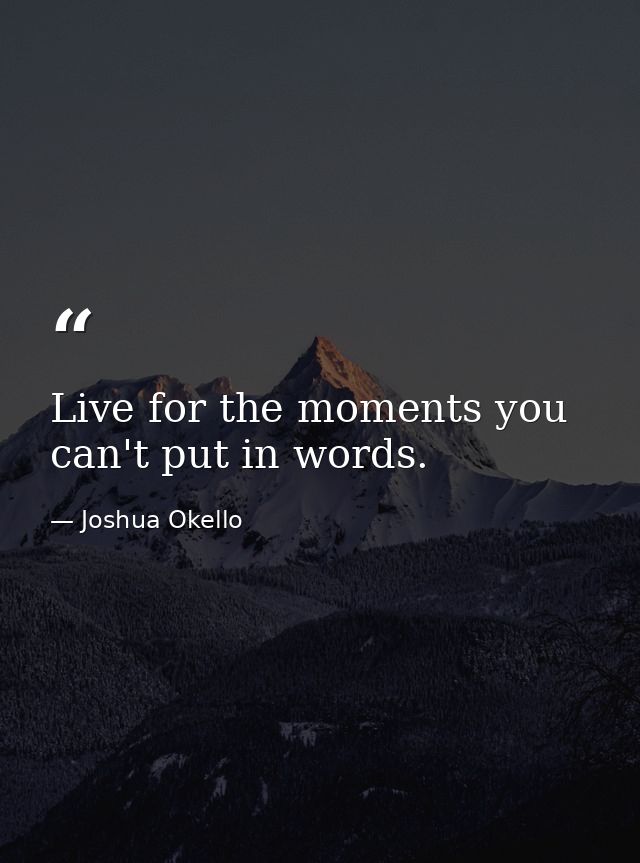 Live for the moments you can't put in words. — Joshua Okello