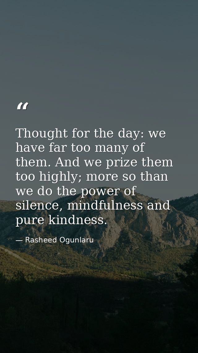 Thought for the day: we have far too many of them. And we prize them too highly; more so than we do the power of silence — Rasheed Ogunlaru