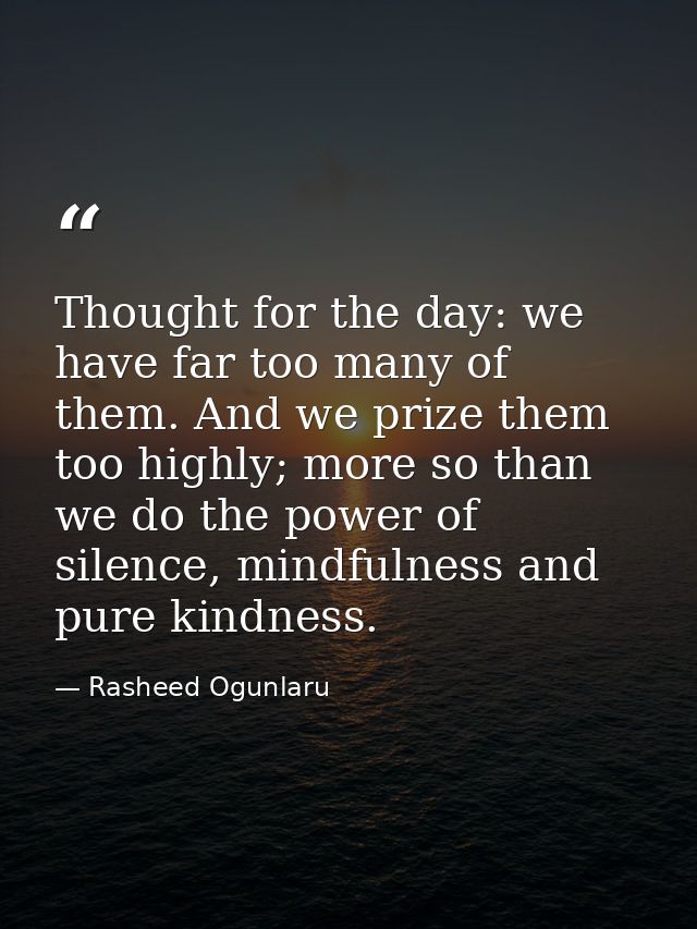 Thought for the day: we have far too many of them. And we prize them too highly; more so than we do the power of silence — Rasheed Ogunlaru