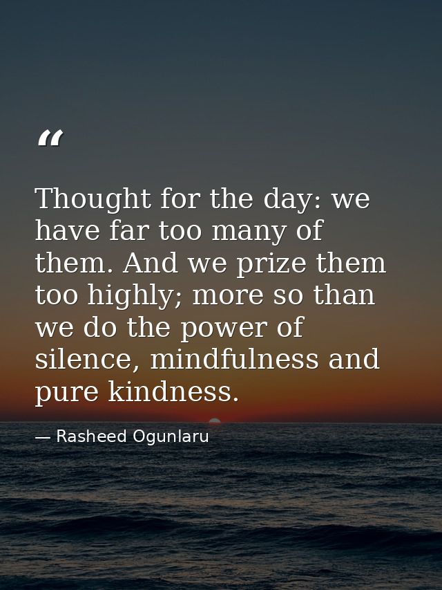 Thought for the day: we have far too many of them. And we prize them too highly; more so than we do the power of silence — Rasheed Ogunlaru