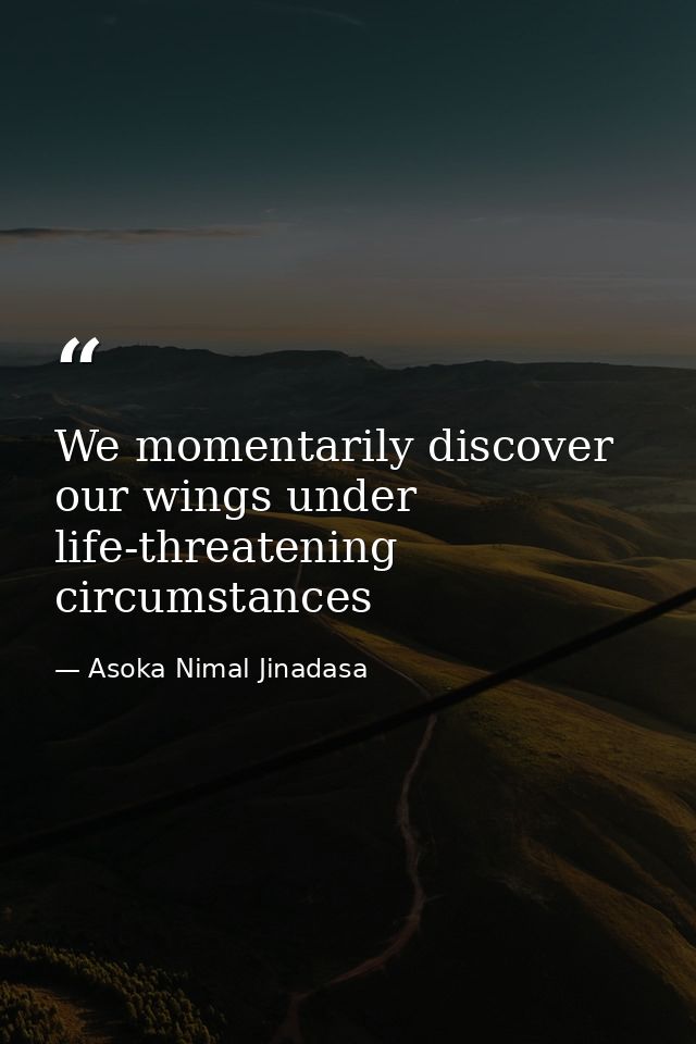 We momentarily discover our wings under life-threatening circumstances — Asoka Nimal Jinadasa