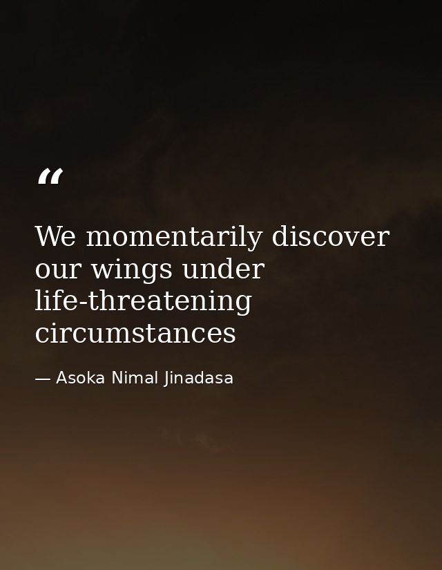 We momentarily discover our wings under life-threatening circumstances — Asoka Nimal Jinadasa