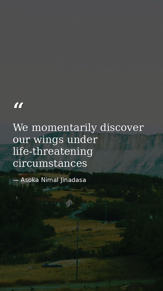 We momentarily discover our wings under life-threatening circumstances — Asoka Nimal Jinadasa