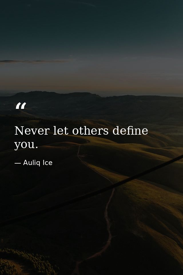 Never let others define you. — Auliq Ice