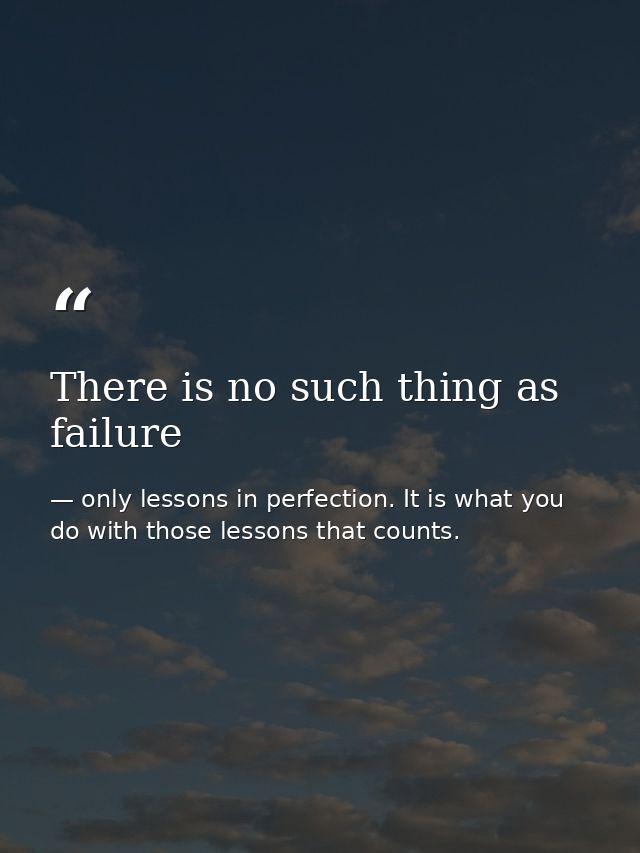 There is no such thing as failure — only lessons in perfection. It is what you do with those lessons that counts.