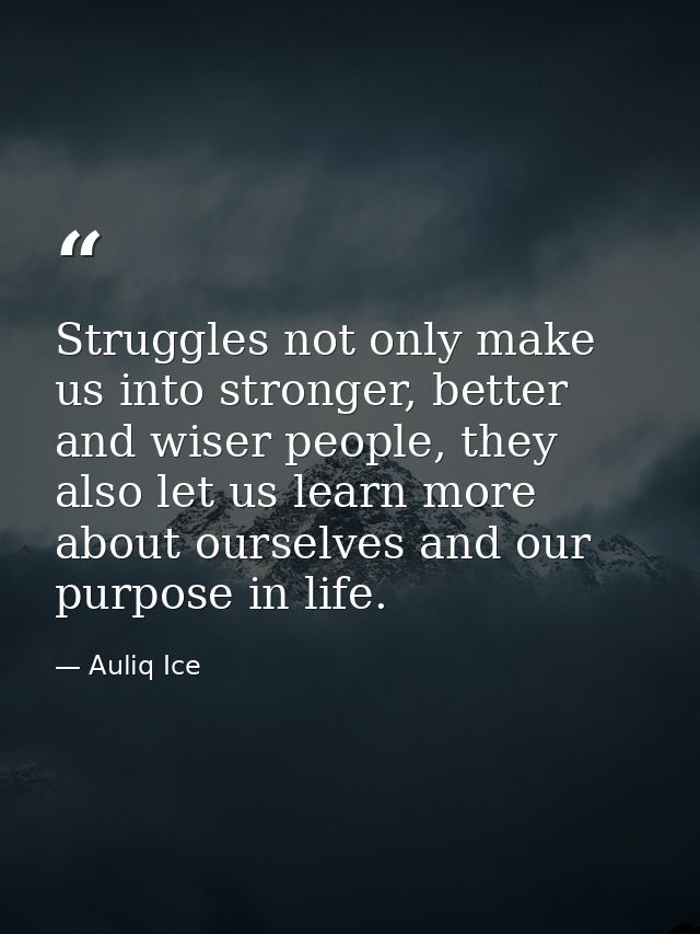 Struggles not only make us into stronger, better and wiser people, they also let us learn more about ourselves and our p — Auliq Ice