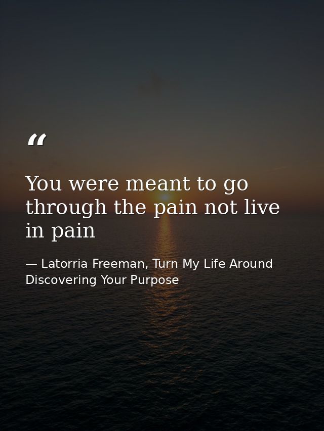 You were meant to go through the pain not live in pain — Latorria Freeman, Turn My Life Around Discovering Your Purpose