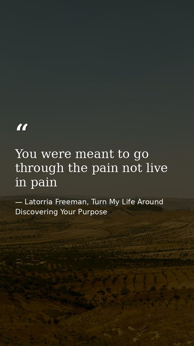 You were meant to go through the pain not live in pain — Latorria Freeman, Turn My Life Around Discovering Your Purpose