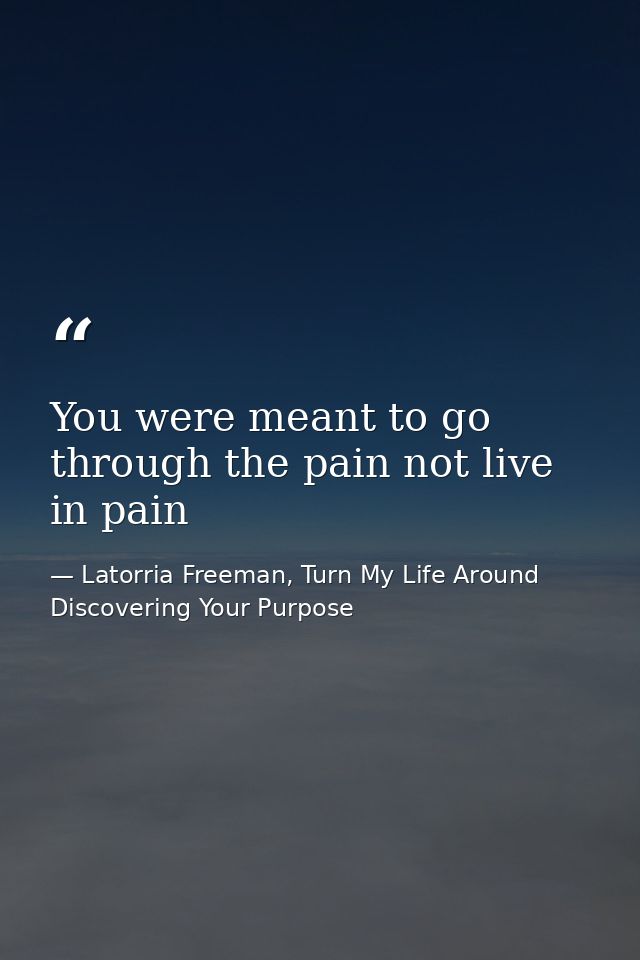 You were meant to go through the pain not live in pain — Latorria Freeman, Turn My Life Around Discovering Your Purpose
