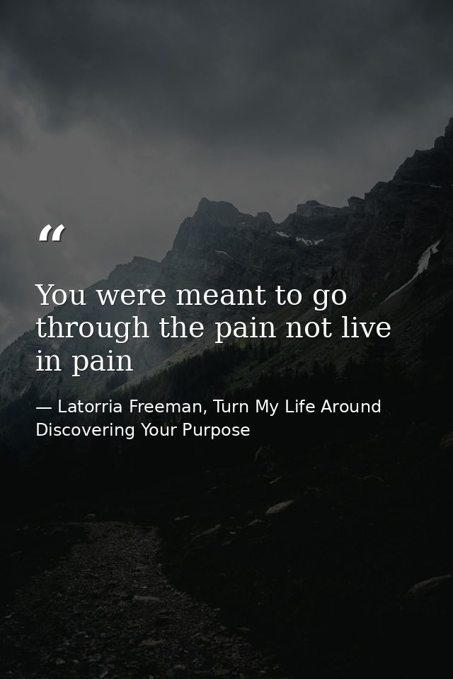 You were meant to go through the pain not live in pain — Latorria Freeman, Turn My Life Around Discovering Your Purpose