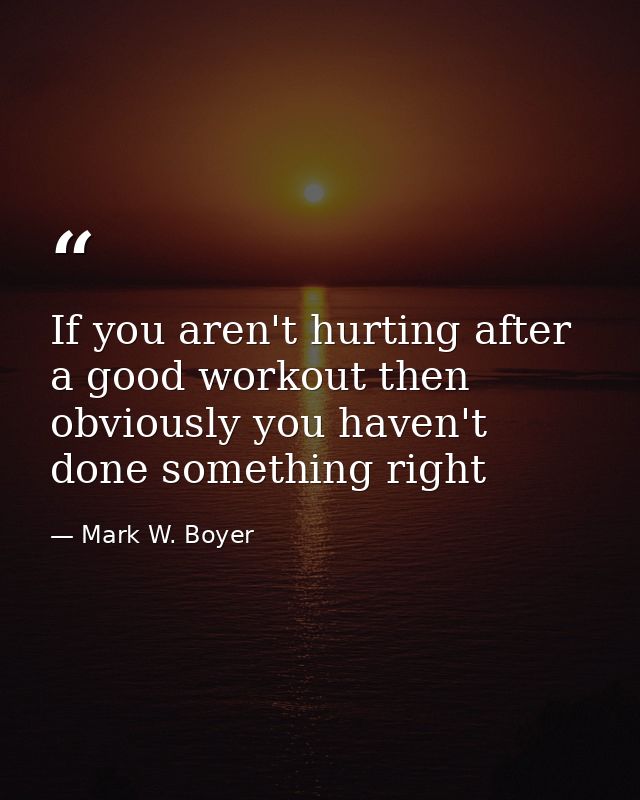 If you aren't hurting after a good workout then obviously you haven't done something right — Mark W. Boyer