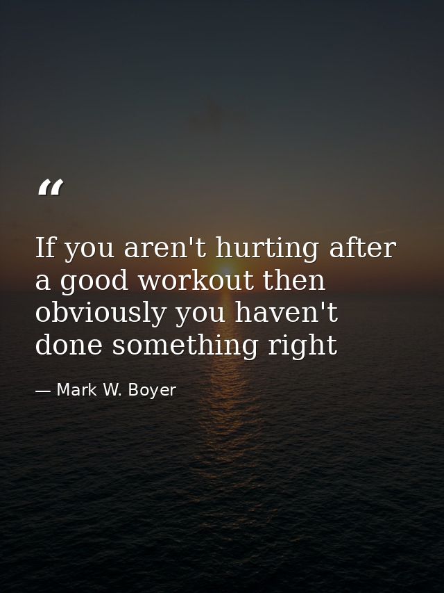 If you aren't hurting after a good workout then obviously you haven't done something right — Mark W. Boyer
