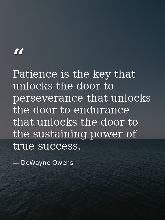 Patience is the key that unlocks the door to perseverance that unlocks the door to endurance that unlocks the door to th — DeWayne Owens