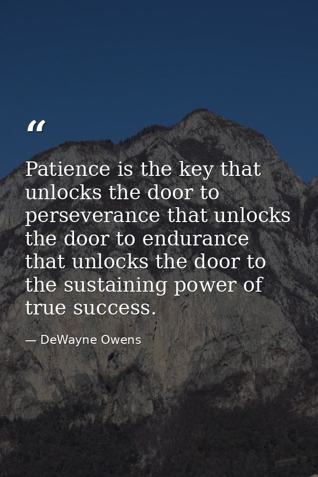 Patience is the key that unlocks the door to perseverance that unlocks the door to endurance that unlocks the door to th — DeWayne Owens