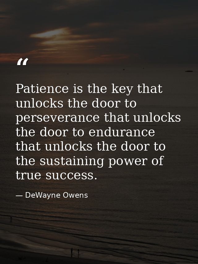 Patience is the key that unlocks the door to perseverance that unlocks the door to endurance that unlocks the door to th — DeWayne Owens