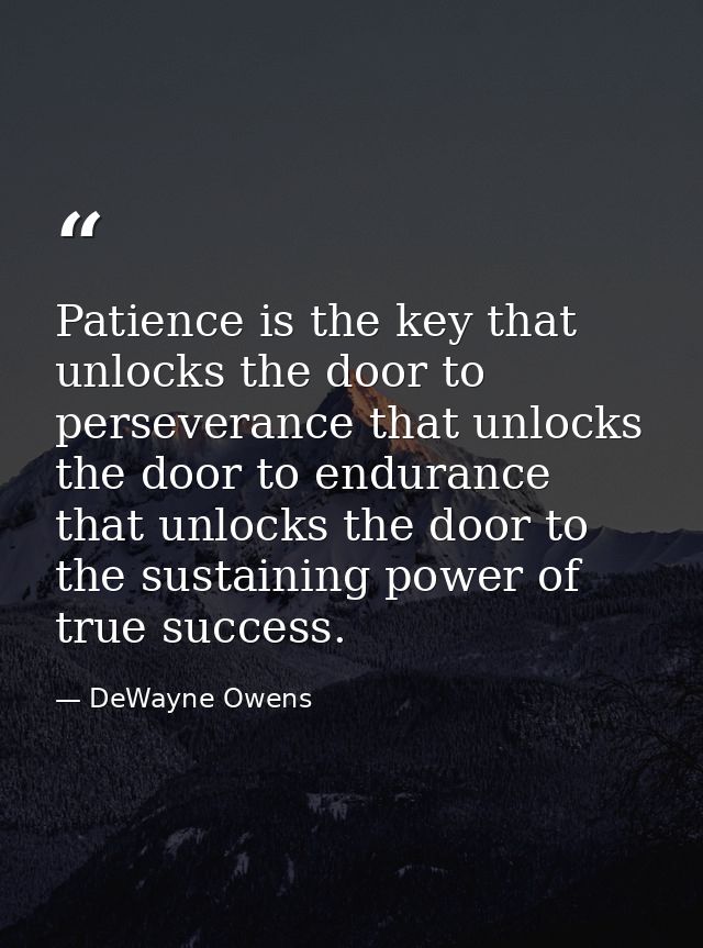Patience is the key that unlocks the door to perseverance that unlocks the door to endurance that unlocks the door to th — DeWayne Owens