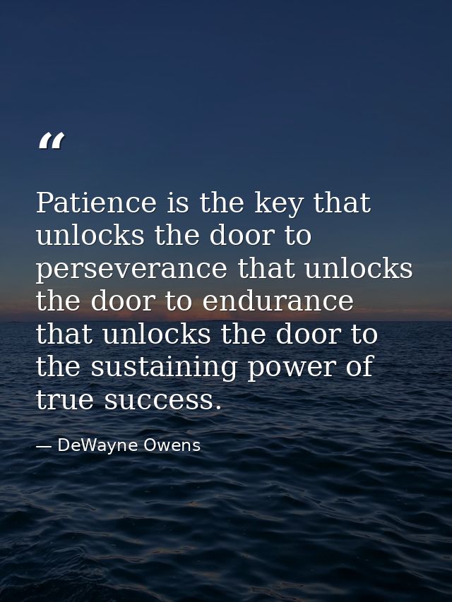 Patience is the key that unlocks the door to perseverance that unlocks the door to endurance that unlocks the door to th — DeWayne Owens