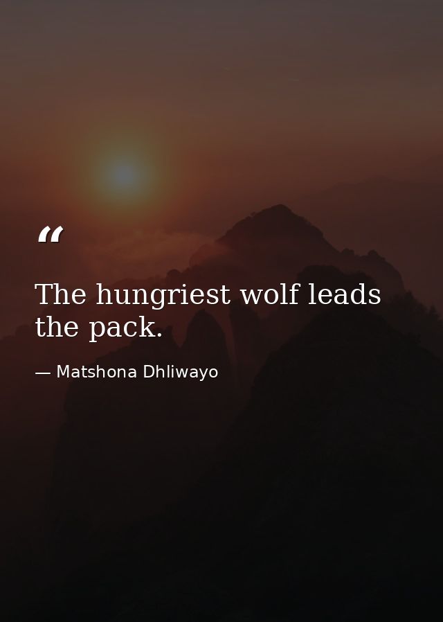 The hungriest wolf leads the pack. — Matshona Dhliwayo
