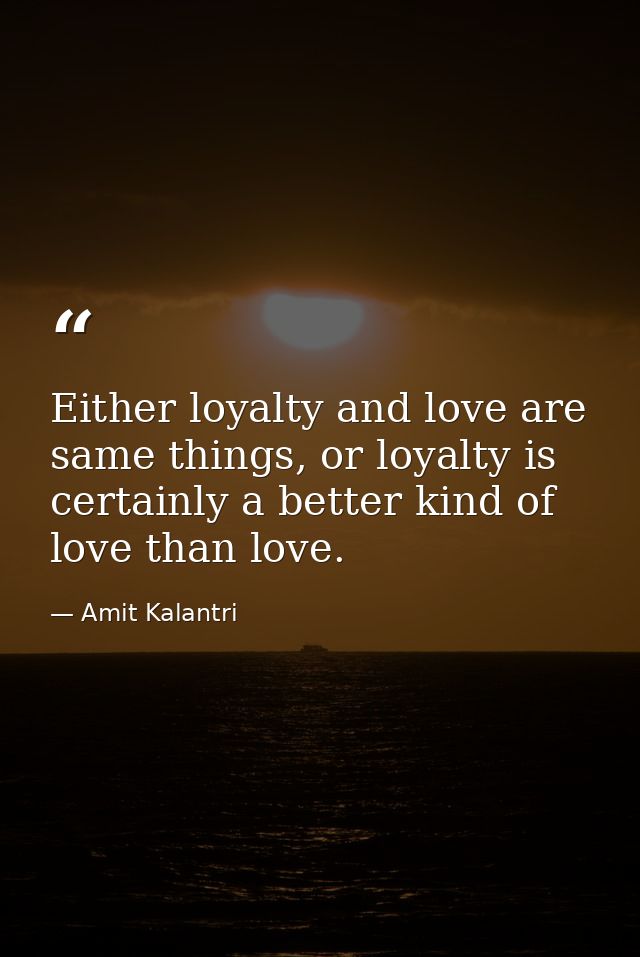 Either loyalty and love are same things, or loyalty is certainly a better kind of love than love. — Amit Kalantri