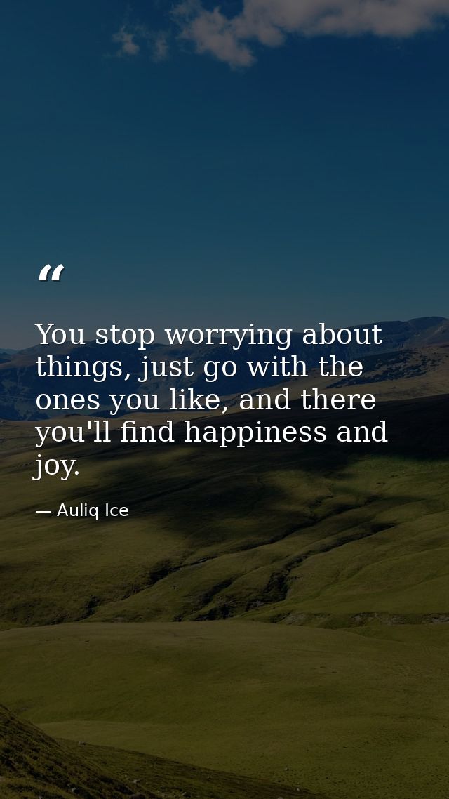 You stop worrying about things, just go with the ones you like, and there you'll find happiness and joy. — Auliq Ice