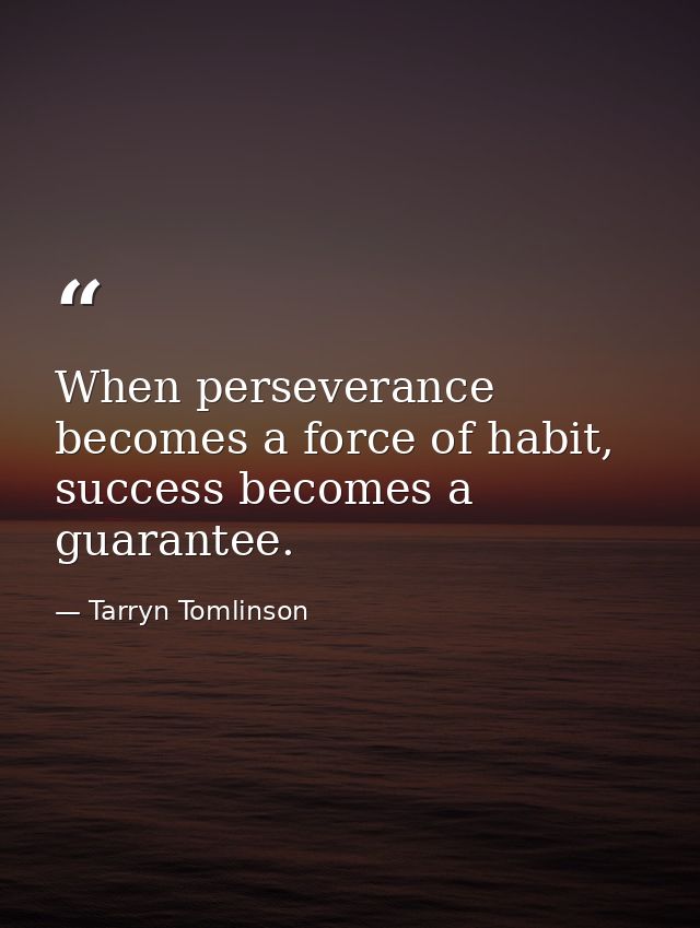 When perseverance becomes a force of habit, success becomes a guarantee. — Tarryn Tomlinson